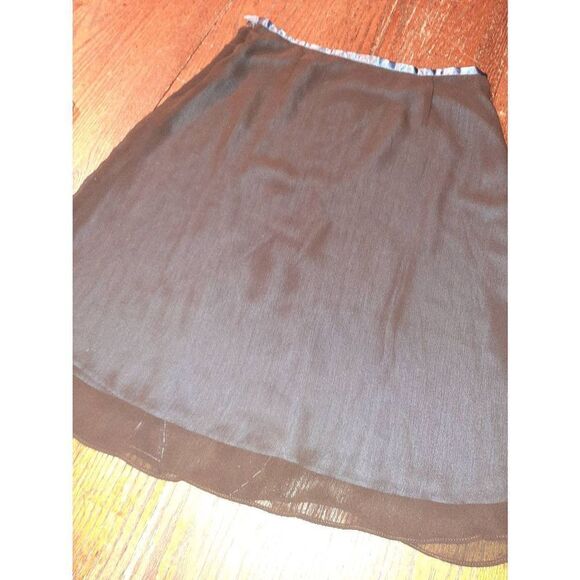 Medium Connection 18 Black Blue Ivory Sequin Beaded Floral Lined Midi Skirt - Picture 7 of 7